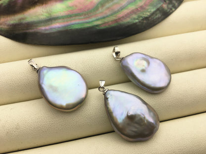 AAA 16-18x20-23mm Big Gray Drop Coin Baroque pearl pendant,NC1-T15
