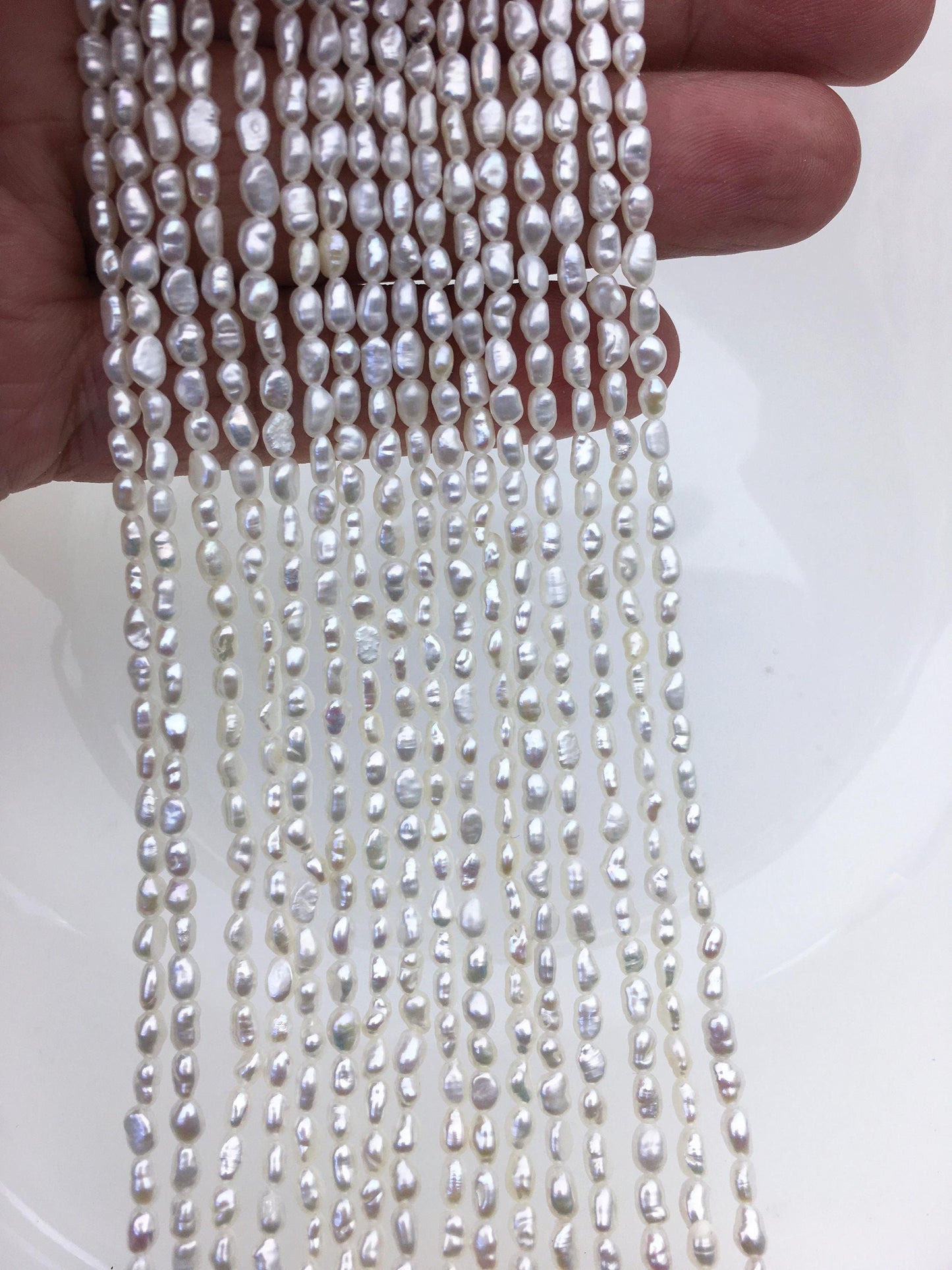 AAA- 2.8-3.2mm white nugget seed pearls,irregular nugget freshwater pearl strand,cheap price,pearl factory china,LM2-3A-1