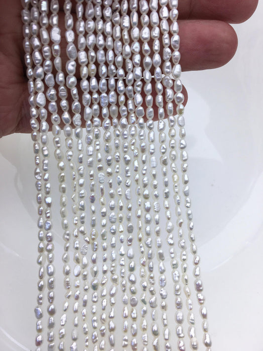 AAA- 2.8-3.2mm white nugget seed pearls,irregular nugget freshwater pearl strand,cheap price,pearl factory china,LM2-3A-1
