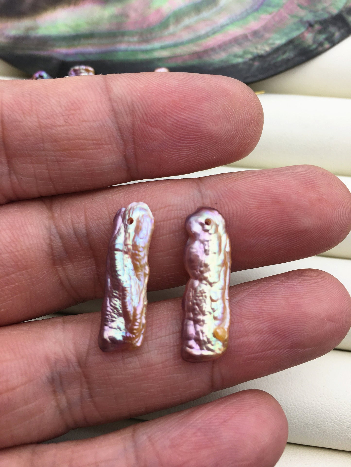 2 pairs AA+ 6-8mm Purple Biwa keshi pearls Pair,for make dangle earrings,ZS-127-36-14