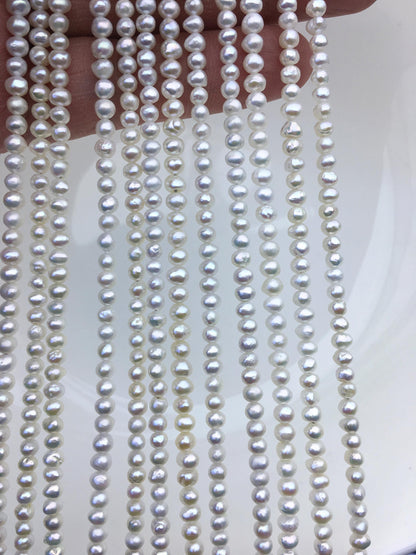 AA+ 3.5-4mm tiny white button pearls,full strand,Rondelle pearl Beads,white freshwater pearl,loose strands,SM3-2A-3