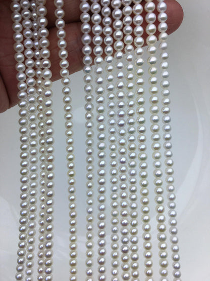 AAA 3.5-4mm white round freshwater pearls, seed pearl,white pearl,full strand,round pearl strands,pearl wholesale,RP3-3AY-GJ-2