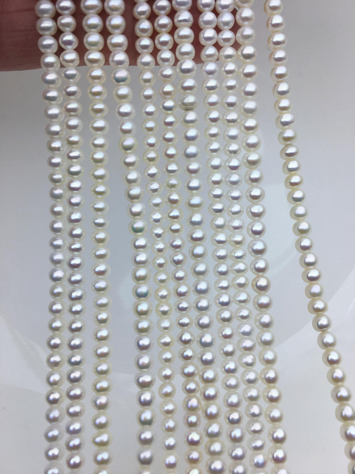AAA 4-4.5mm White button round Rondelle freshwater pearls,SM4-3A-45