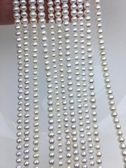 AAA 4-4.5mm White button round Rondelle freshwater pearls,SM4-3A-45