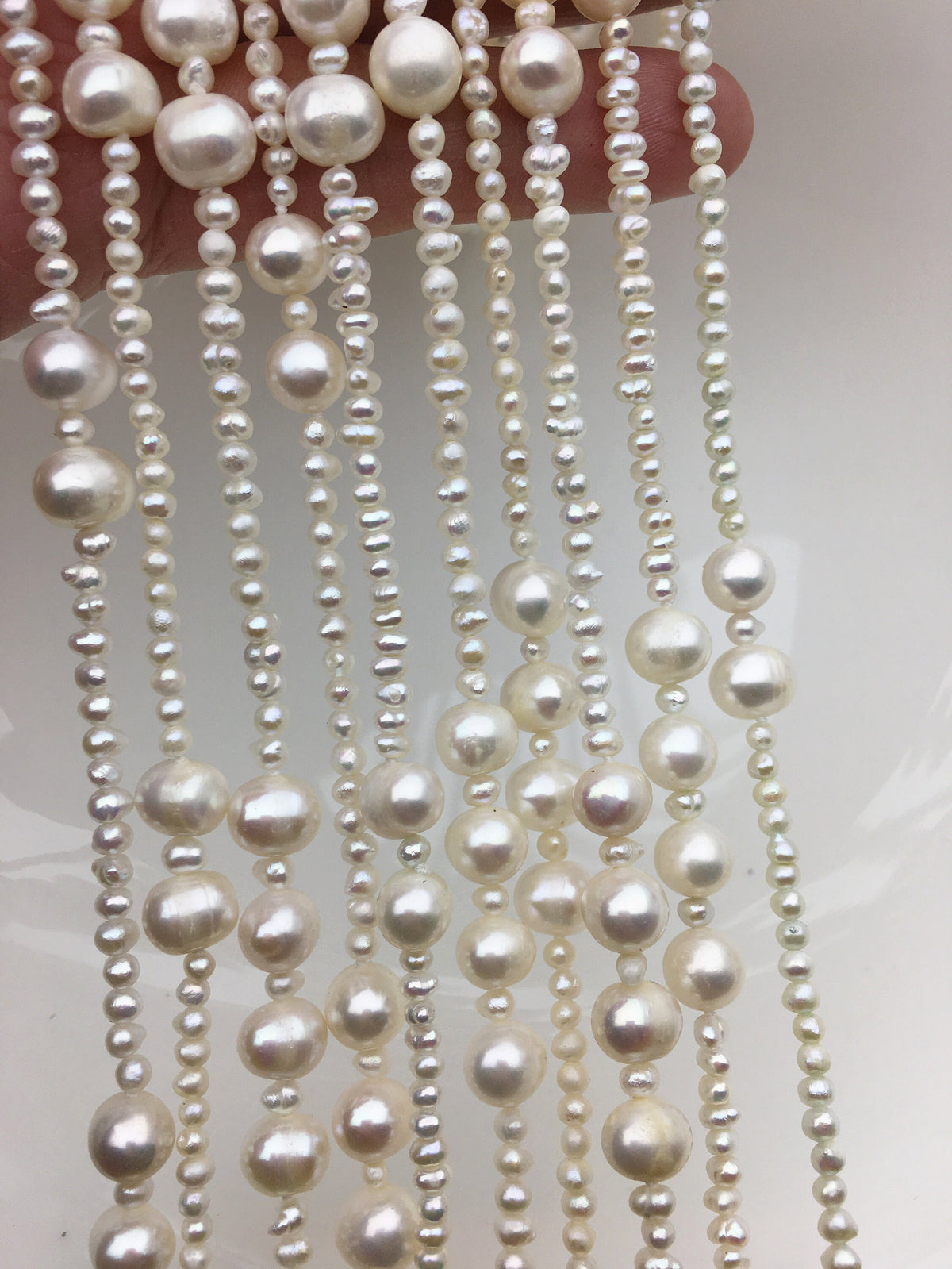 62'' 3mm/8mm AA+ white freshwater pearl Long Necklace,NPN1-044