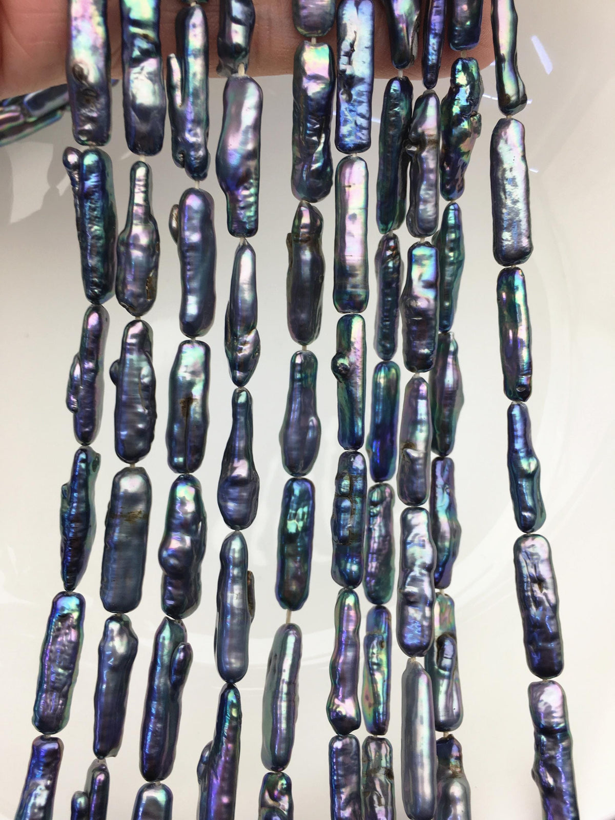 15.5'' AA 5-7mm Black Blue rectangle pearls,ZS-80-25-16