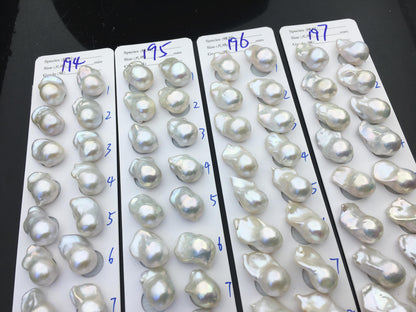 AAA 13-15x18-22mm White Flame ball Pearl Pairs - large Baroque freshwater pearl pairs,top half hole,FL15-3A-8-76
