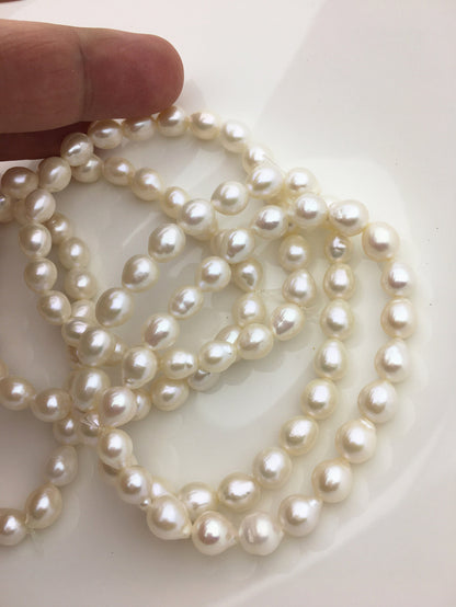 1pc 7 inchs AA+ 6.5-7.5mm White Freshwater Akoya pearl Elastic string Bracelet,B8-001
