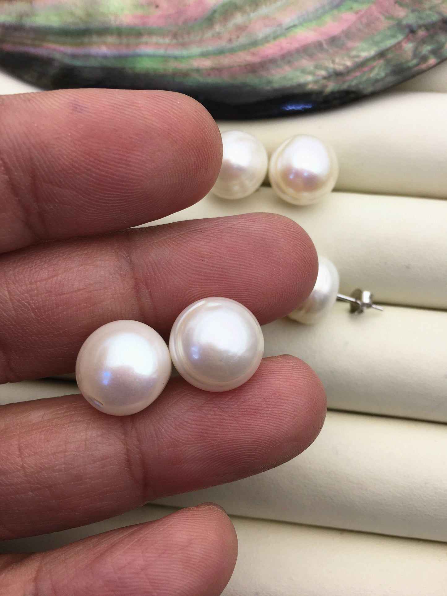 5 pairs AA 12-13mm White baroque Pearl Stud Earrings,freshwater pearl earrings,Wedding,classic pearl studs,SE1-069-29
