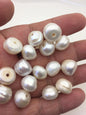 10pcs AA 14-15mm Big white button round freshwater pearls,2.2mm large hole,SM14-2A-1