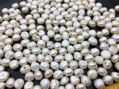 30pcs AA 9-10mm white nugget freshwater pearls,2.2mm large hole pearls,custom jewelry material,LM9-2A-11-1