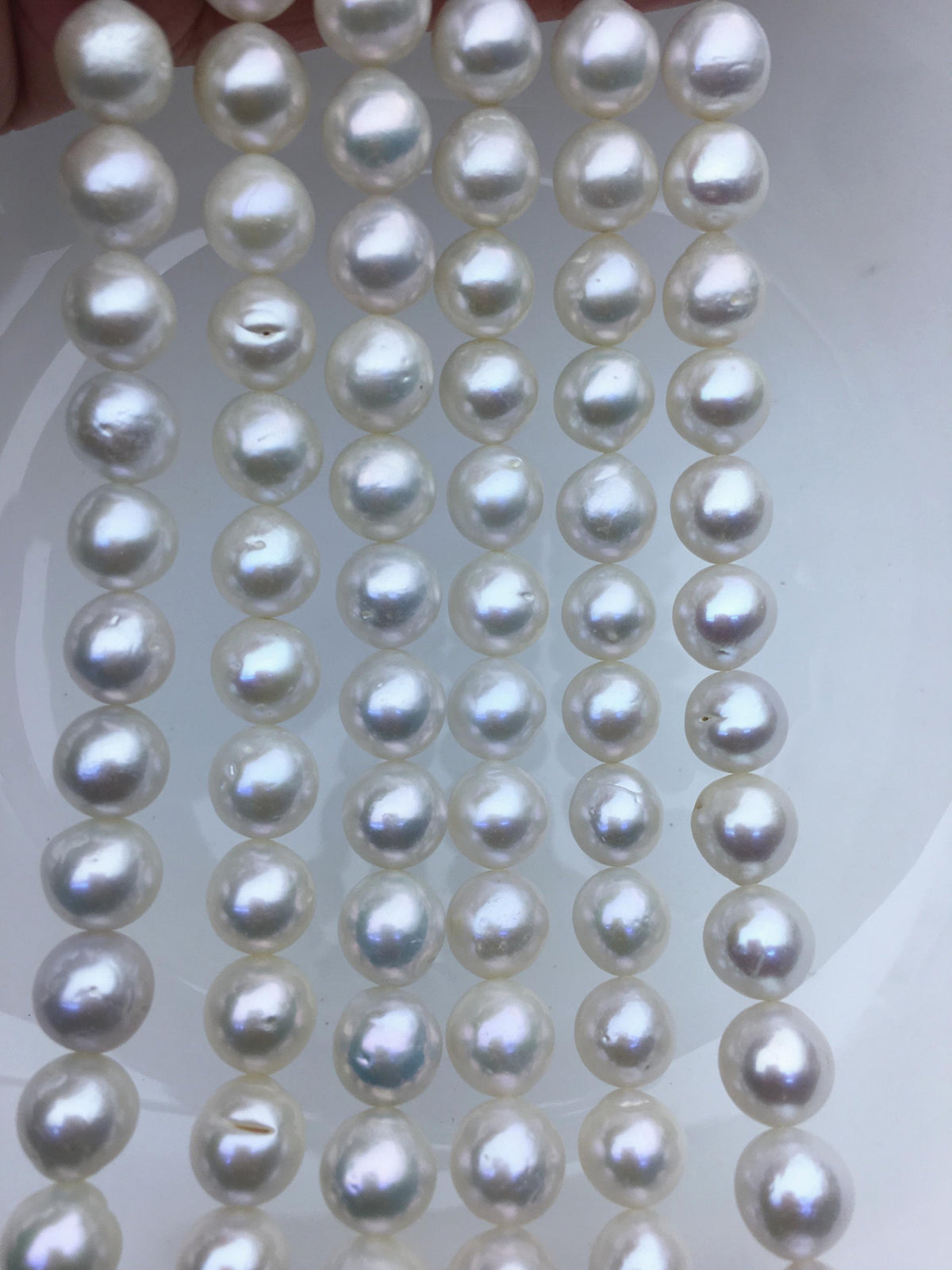 AA+ 9-11mm white oval near round Edison Freshwater Pearl,ED12-2A-5-60