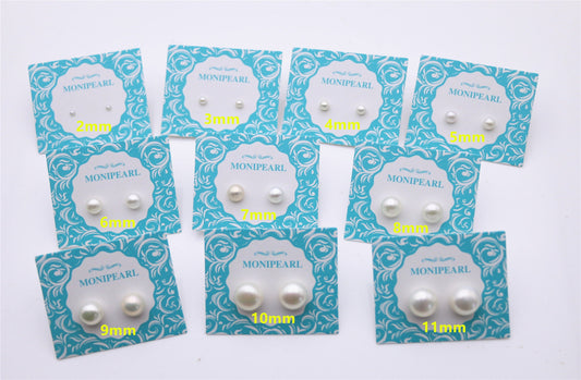 SELECT SIZE-SET of 7 white/Ivory pearl earrings,genuine Pearl studs,7 pairs earrings,Sterling Silver,Wedding,Love,Happiness,SE1-008