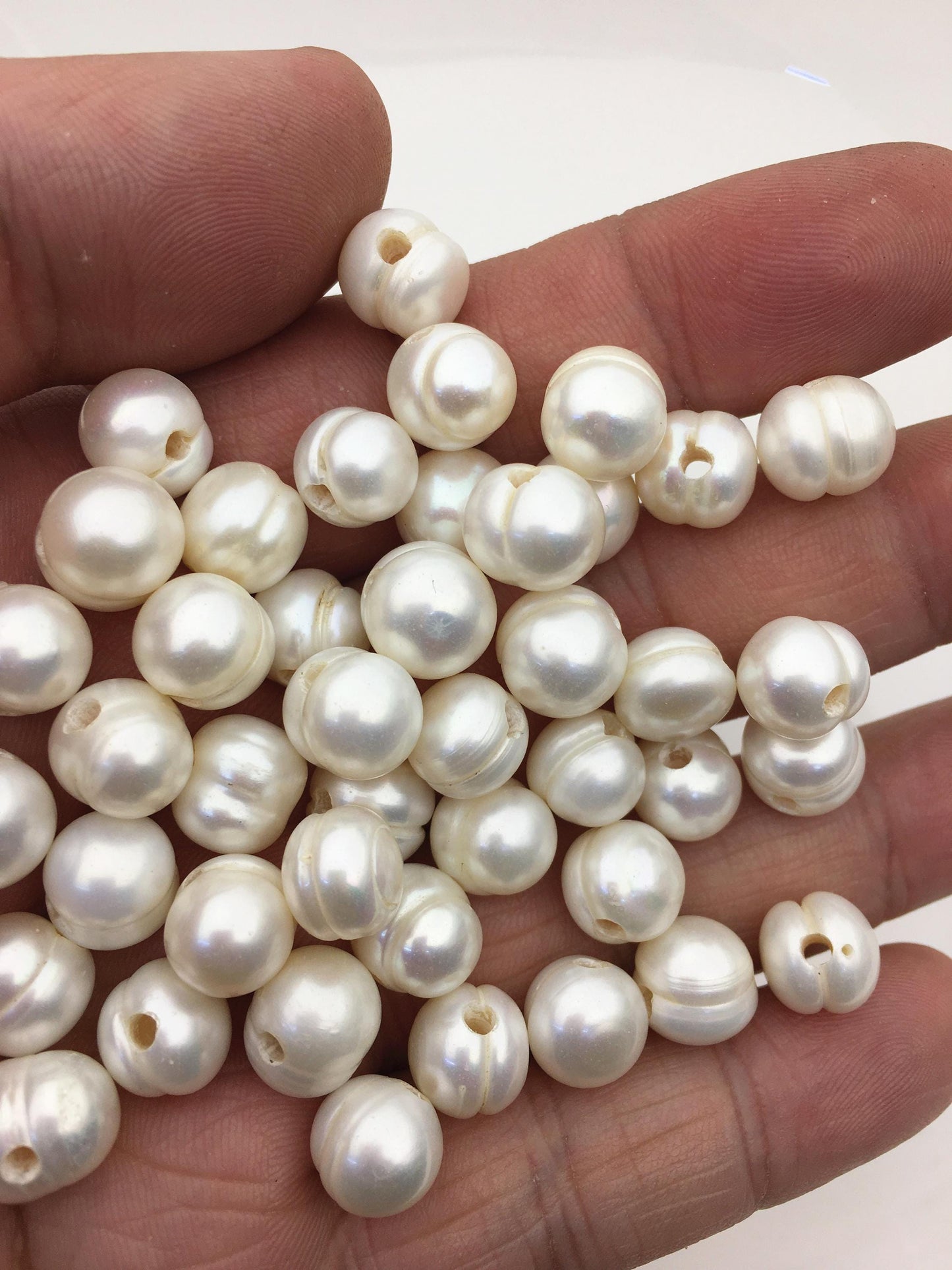 30pcs AA 9.4-10.4mm White potato pearls,2.2mm large hole white pearl beads wholesale,CR10-2A-1