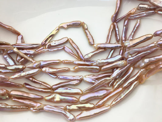 15.5'' AAA 4-7mm natural light purple rainbow Toothpick pearls,ZS-80-25-9