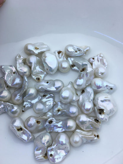 28pcs AA+ 13-21mm white flame ball pearl,2.2mm large hole,FL15-T4-36