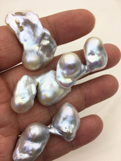 4pcs AAA/AA+ 16-21mm baroque white Flame ball Pearl - no hole,FL15-T4-50