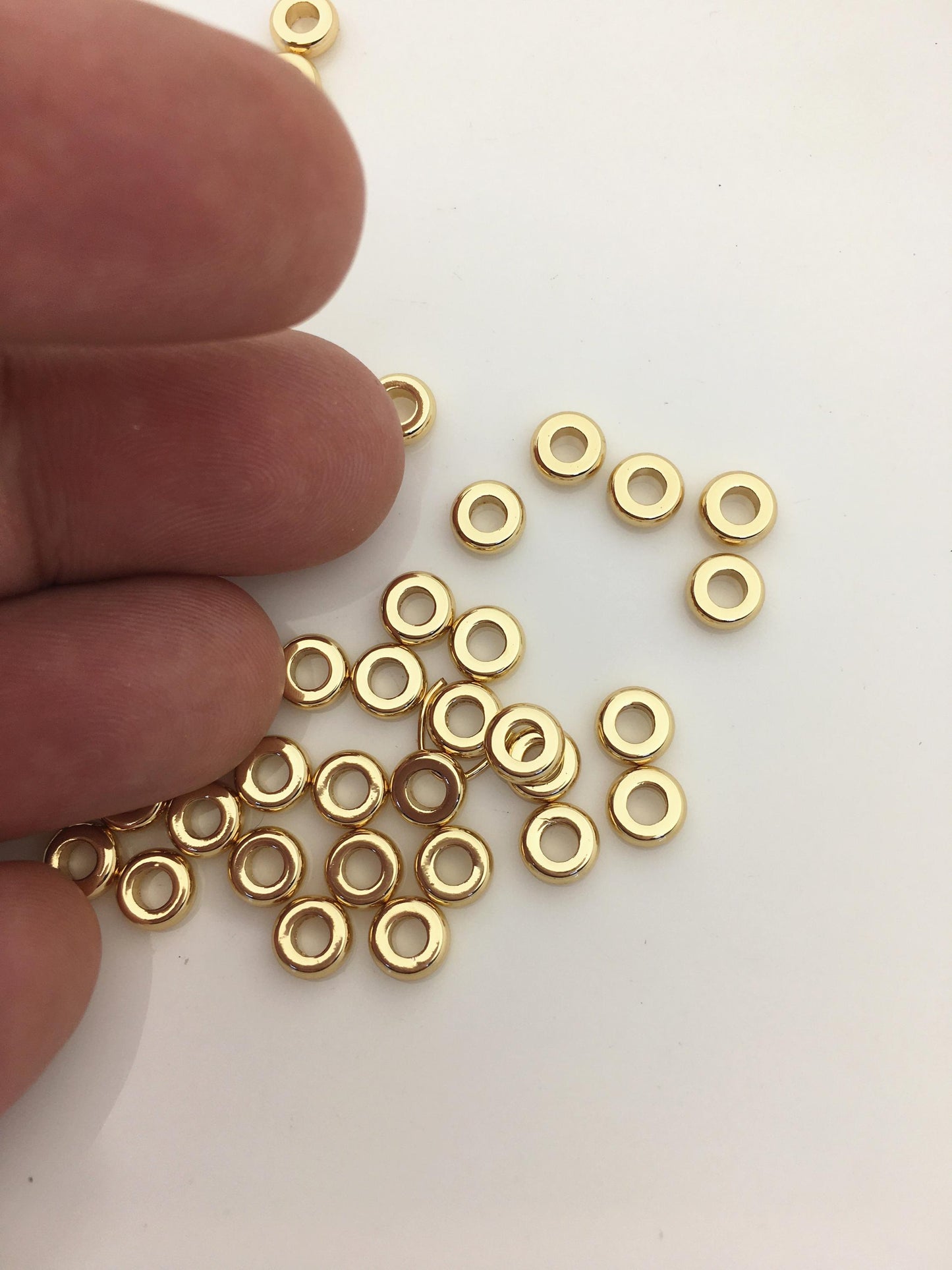 50pcs 6*2*2.8mm Yellow Gold Plated Spacer Rondelle Beads,copper plated 18k solid gold,AAL-003-5