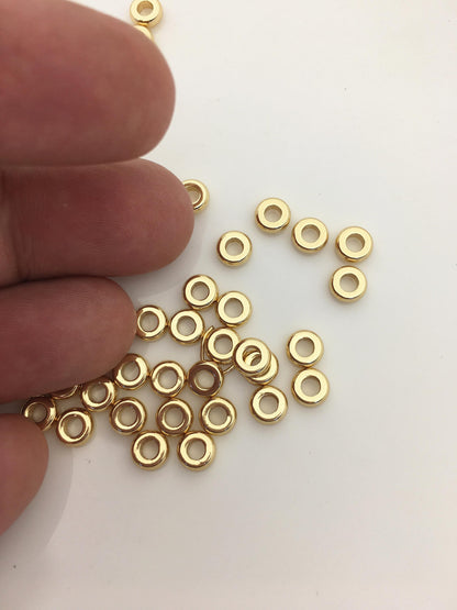 50pcs 6*2*2.8mm Yellow Gold Plated Spacer Rondelle Beads,copper plated 18k solid gold,AAL-003-5