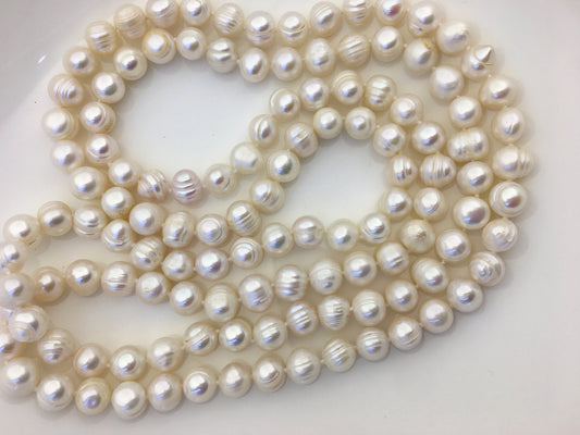 44'' AA 8.4-9.2mm whtie potato pearl Necklace,white Pearl necklace,NPN1-T22