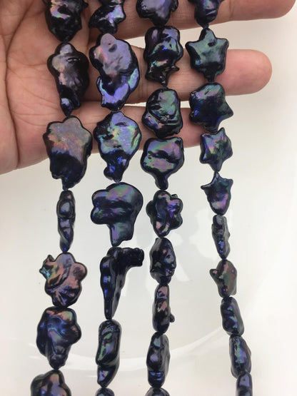 AA 13-15mm deep blue black plum blossom Freshwater Pearl,ZS-119-39