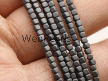 Hematite,2mmx2mm Scrub cube square Beads,AAA, 15.5 inches,G50-CU22-002