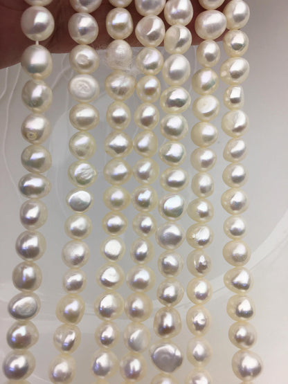 AAA 7.3-8.4mm white nugget freshwater pearls,irregular pearl,Cultured Pearl Beads,Loose Pearls Bulk Supplies,LM8-3A-10