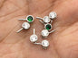 4pcs 4x7mm White/Green Stone S925 sterling silver pendant, for pendant,ASL-P-011