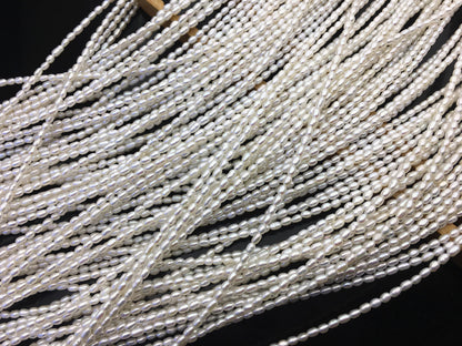 AAA 2-2.2x3-4mm white rice pearls,genuine pearl,Cultured pearl,diy pearl beads,LR2-3A-26