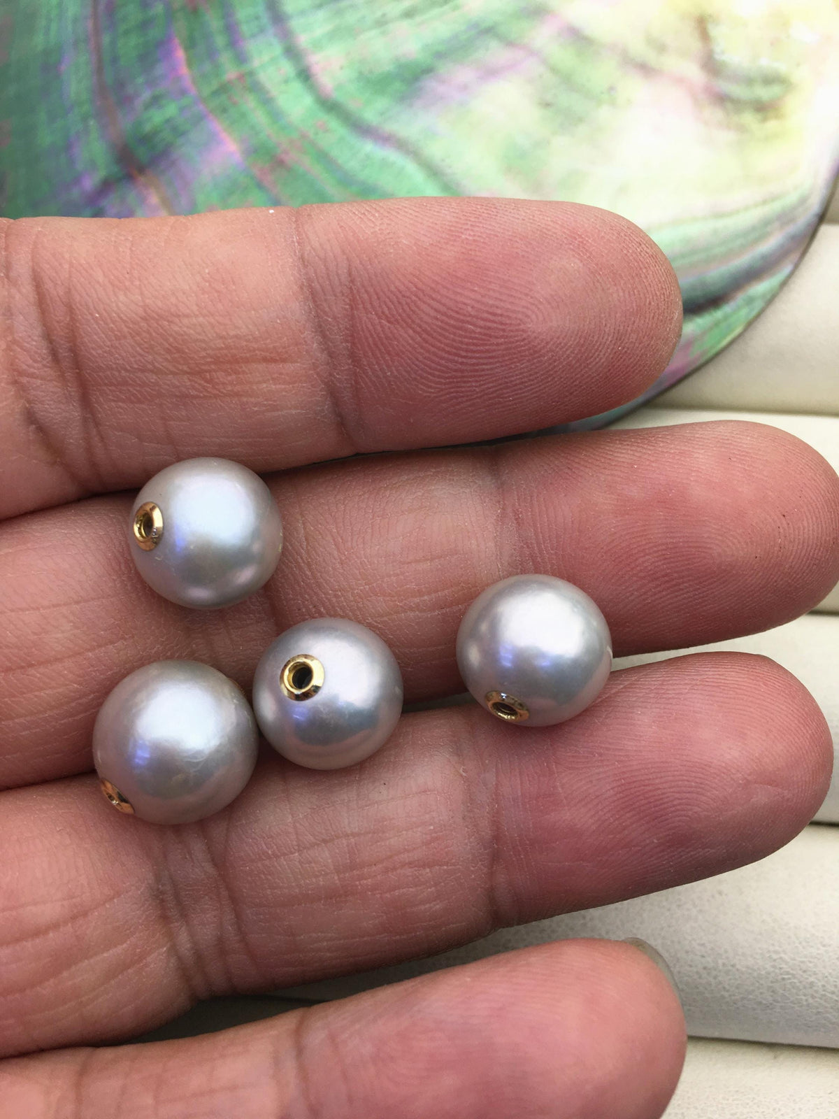 1pc AAA- 10-12mm 18k solid gold Gray Round Edison Pearl Pendant,NC1-005