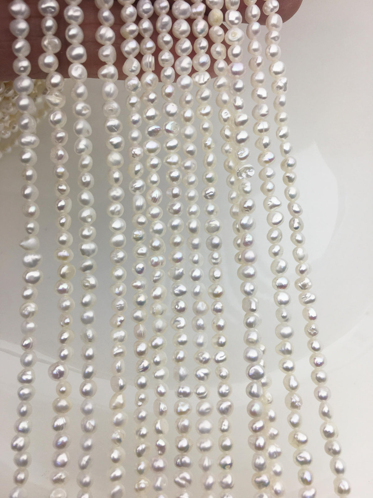 AA 3-4mm white nugget seed pearls,irregular nugget freshwater pearl strand,cheap price,pearl factory china,LM3-2A-5