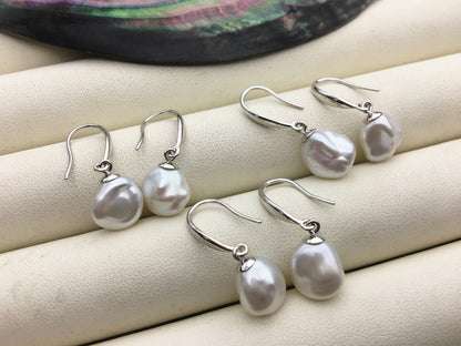 High Luster!AAA 10-11mm white Natural keshi Freshwater Pearl Dangle Earrings,Earrings for Women Girls,SE3-164