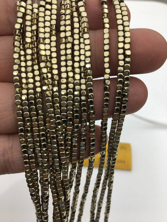 Hematite,Brown 2mmx2mm cube square Beads,AAA, 15.5 inches,G50-CU22-003
