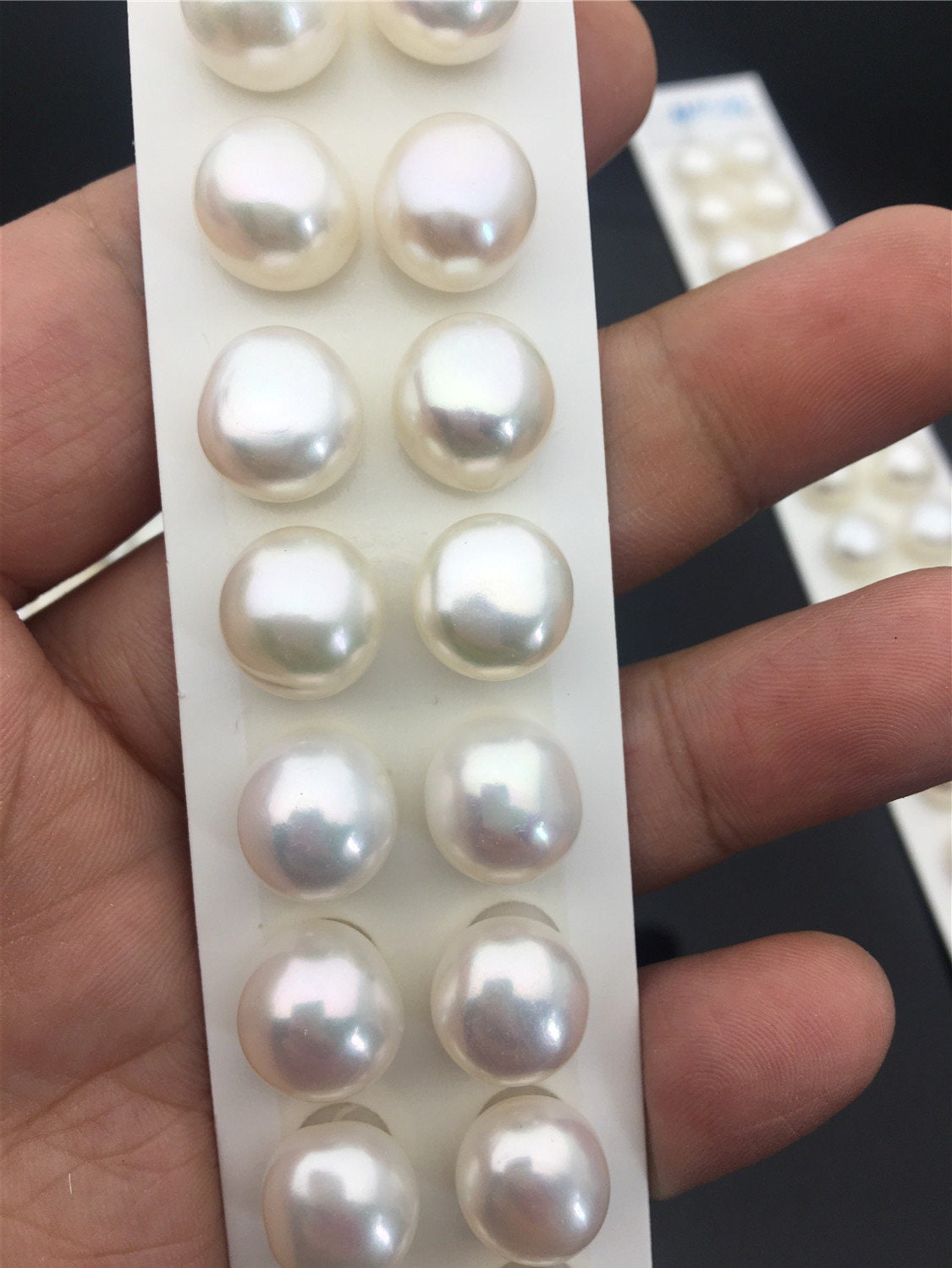 Rare!AAA 11.5-12mm White baroque button freshwater pearls,near round button pearl pairs,pearl earring,pearl stud,BTN11-2A-5