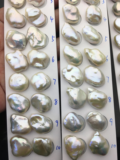 1 pair AAA 14-18x17-21mm White Baroque Pearl Pairs,Baroque Cultured Freshwater Pearl,no hole,FL15-3A-9-4
