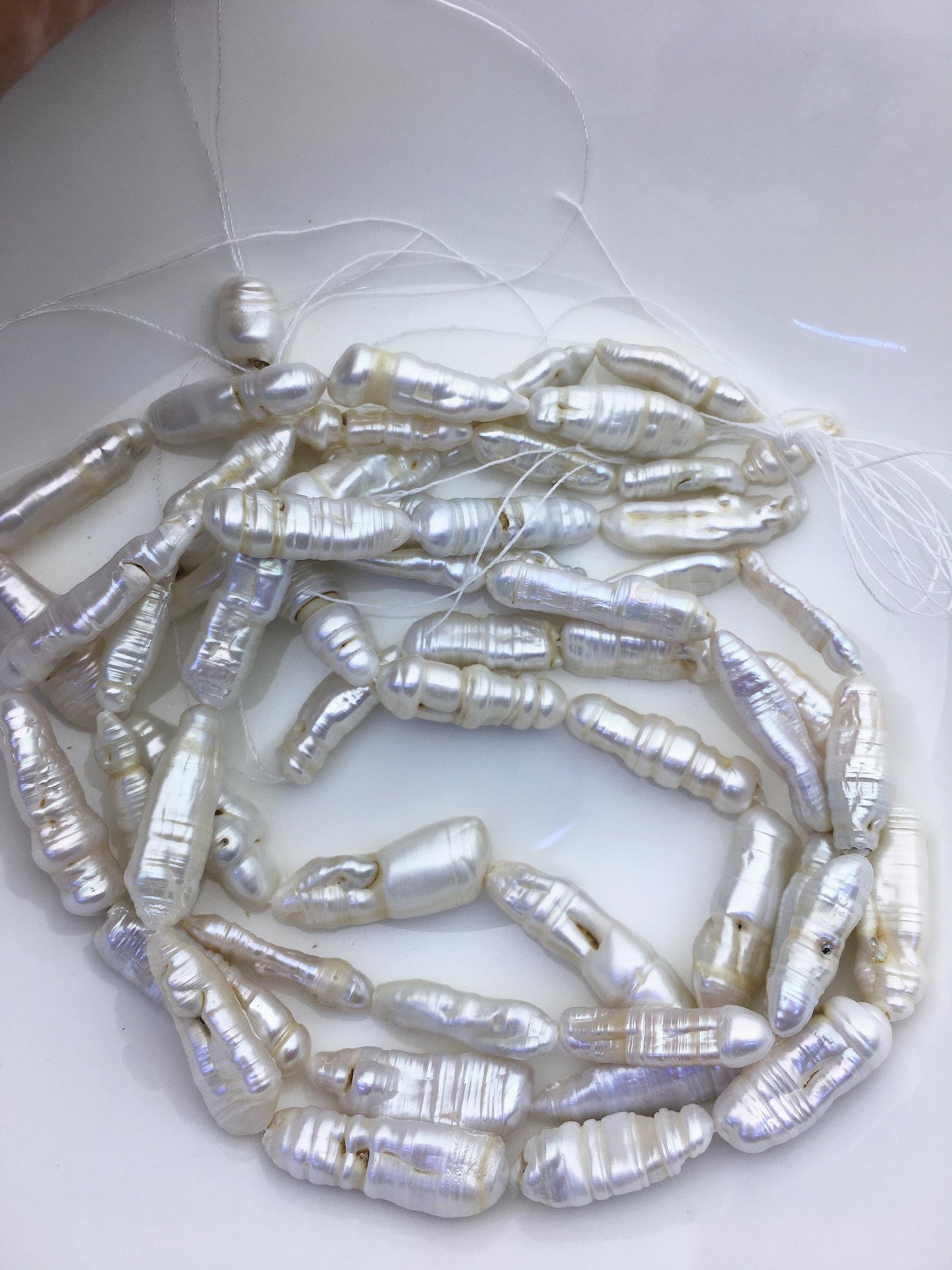 4 strands A 6-13mm white Thick Keshi Biwa Pearl Necklace,ZS-200-120-9