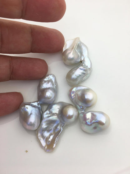 4pcs AAA/AA+ 16-21mm baroque white Flame ball Pearl - no hole,FL15-T4-50