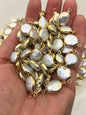 5pcs AA+ 12-13mm White Coin Pearl Double Bail Connector Charm Pendant with Gold Electroplated Edge for make bracelet necklace,EDG-037