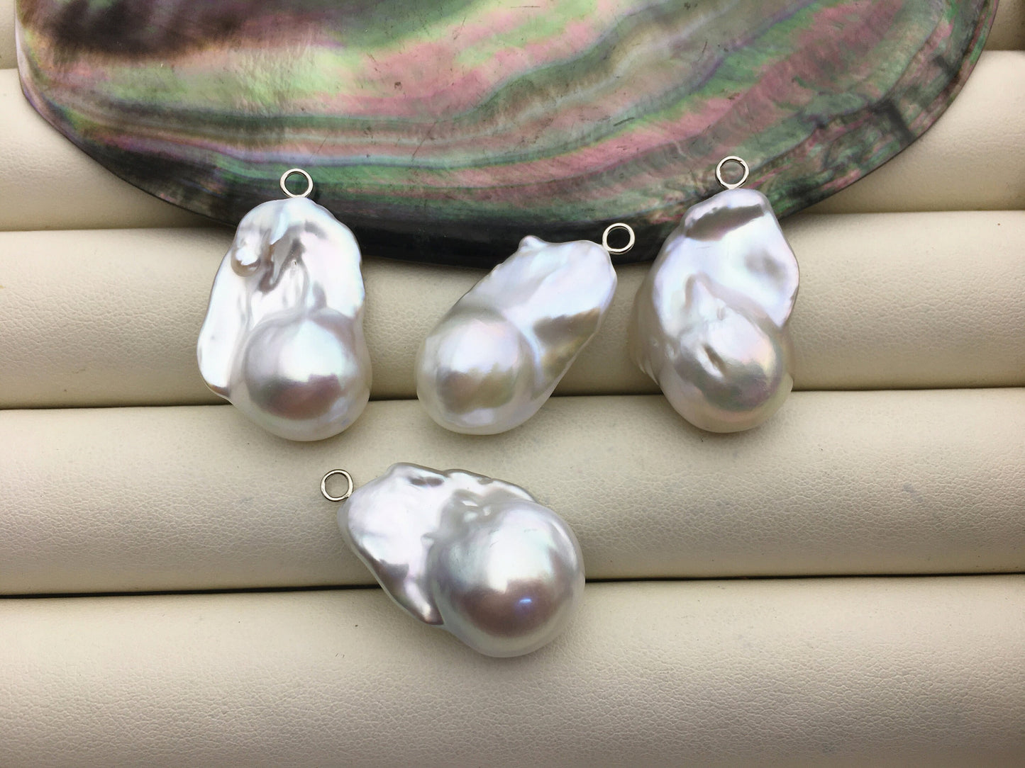 2pcs AA+ 14-16x25-30mm simple baroque pearl Feather pendant necklace,S925 Sterling silver pendant,NC1-041-17