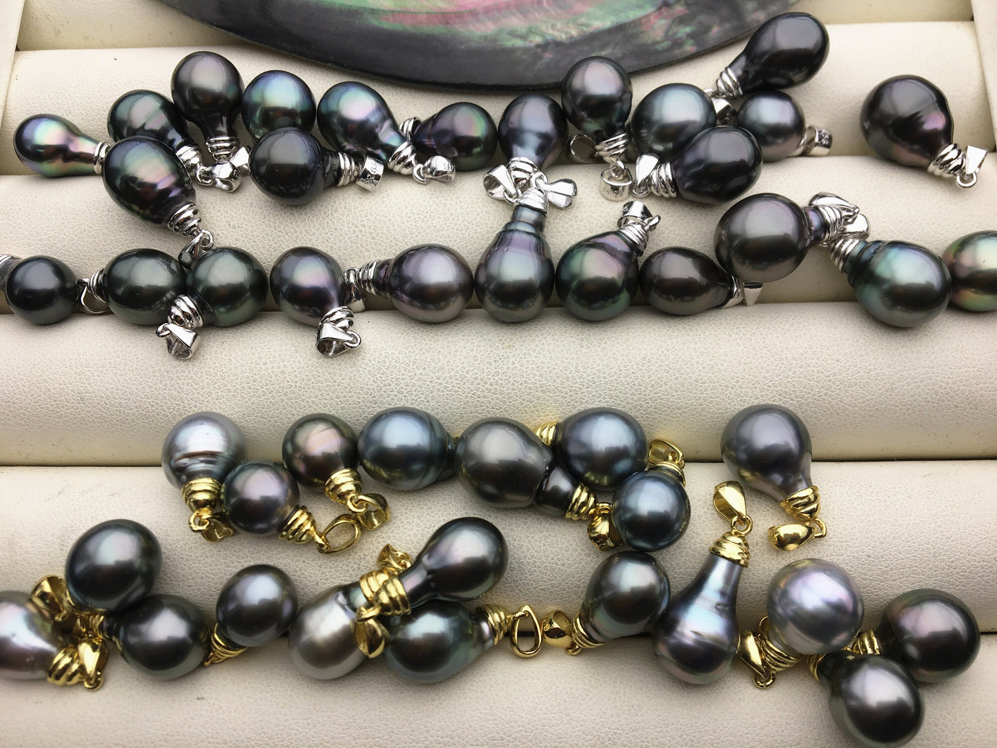 1pc 8-10mm Drop Tahitian Pearl Pendant, Sterling silver Pendant,natural color sea pearl,pearl necklace - 925 silver chain - NC1-035