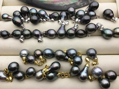 1pc 8-10mm Drop Tahitian Pearl Pendant, Sterling silver Pendant,natural color sea pearl,pearl necklace - 925 silver chain - NC1-035