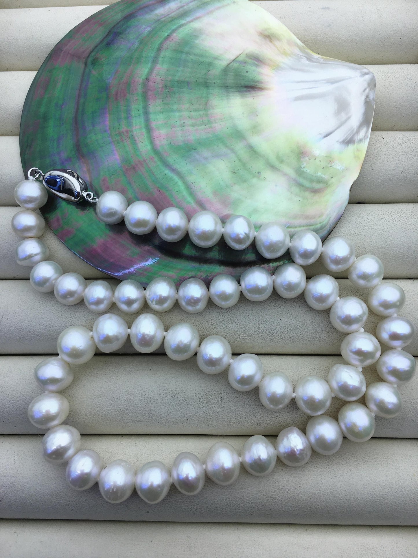 17.5'' AA+ 8-10mm white button round edison freshwater pearl necklace,NPN1-T30-7