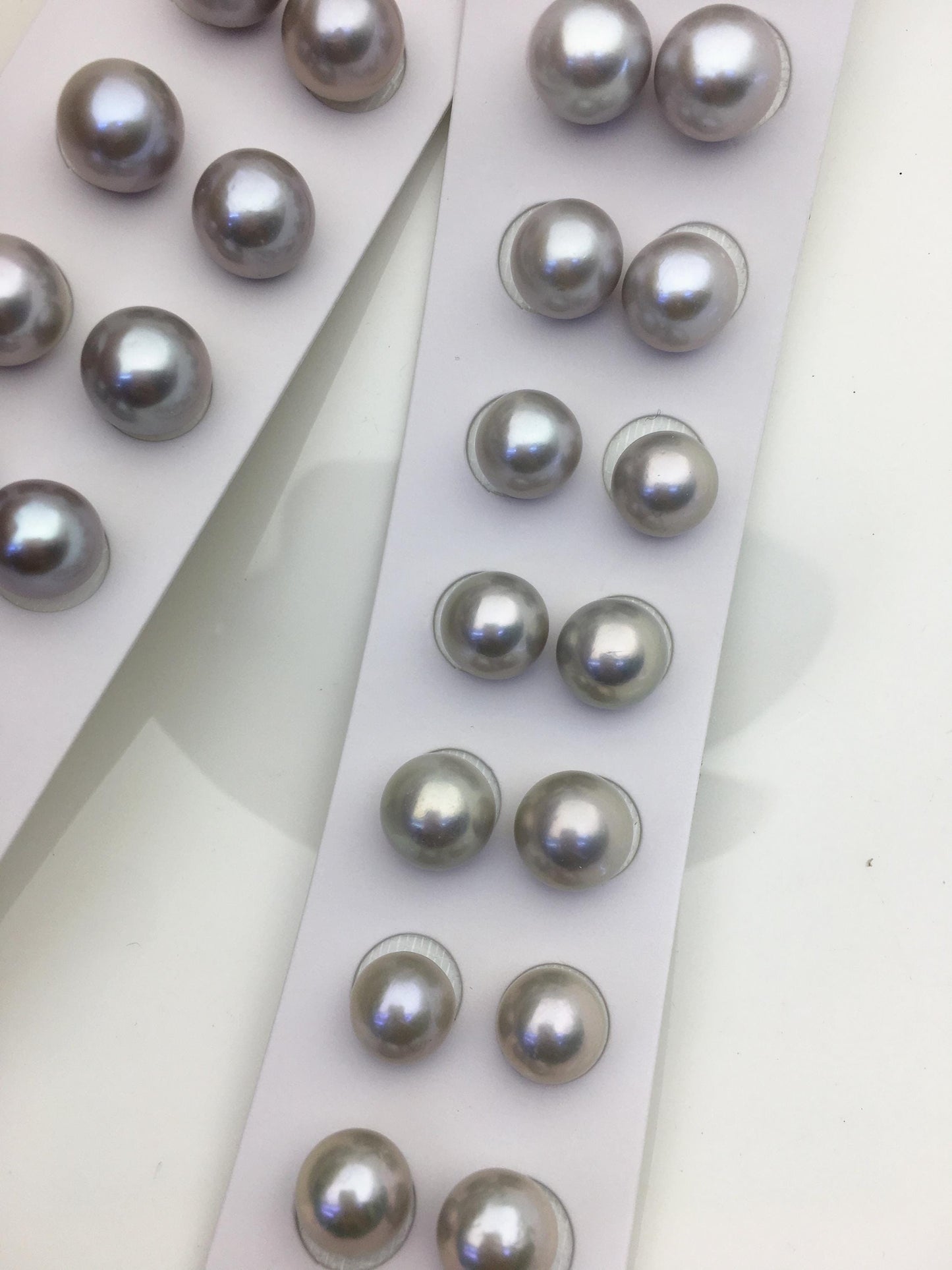 2 pairs AAA 10-11mm gray round freshwater pearls pair,half hole,RP10-3A-3