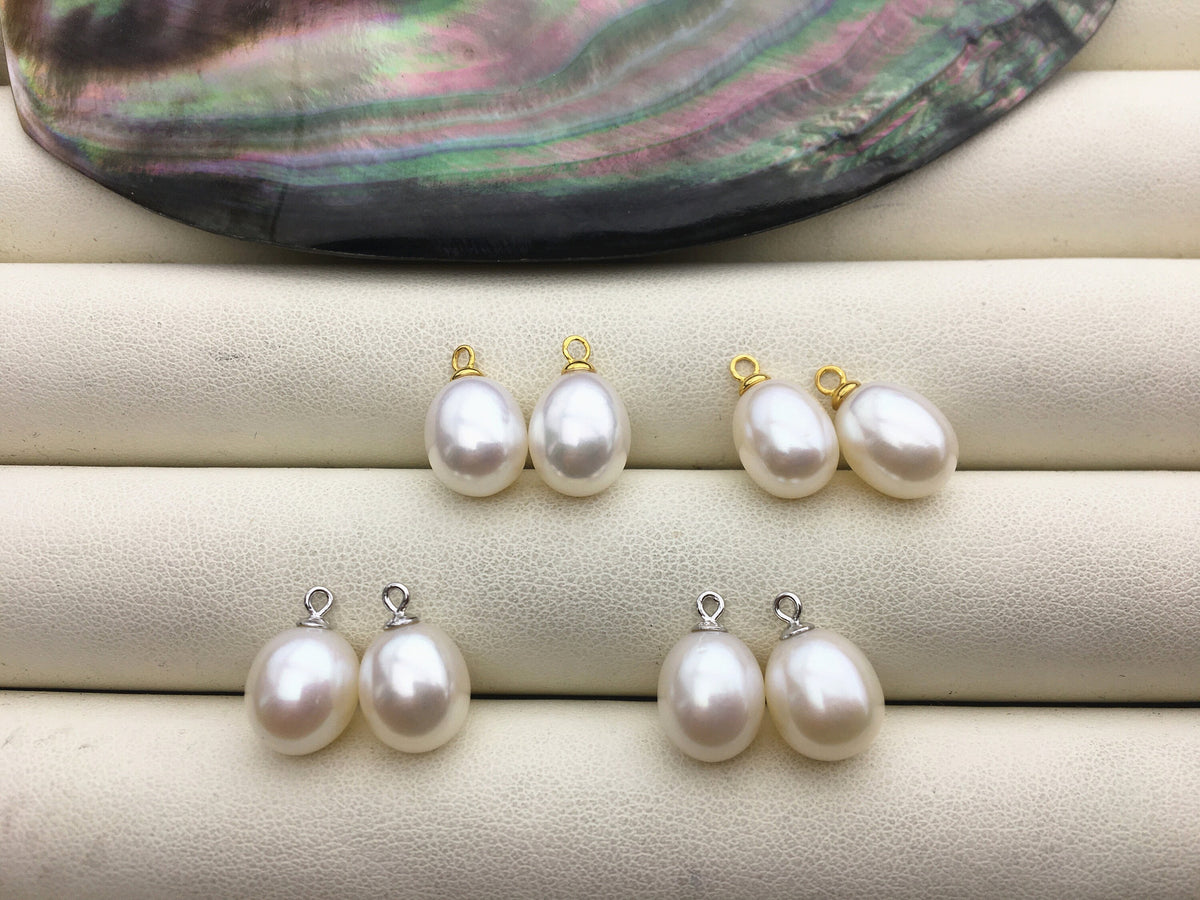 AAA 9mm White/Gray rice pearl dangle earrings,S925 Sterling Sliver pearl earrings,pearl for women,SE3-165