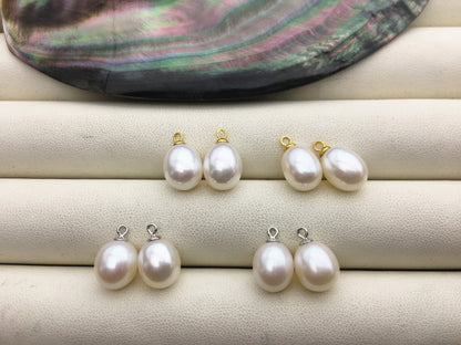 AAA 9mm White/Gray rice pearl dangle earrings,S925 Sterling Sliver pearl earrings,pearl for women,SE3-165