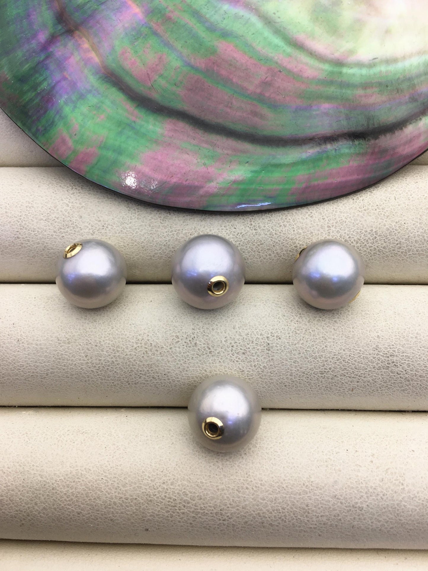 1pc AAA- 10-12mm 18k solid gold Gray Round Edison Pearl Pendant,NC1-005
