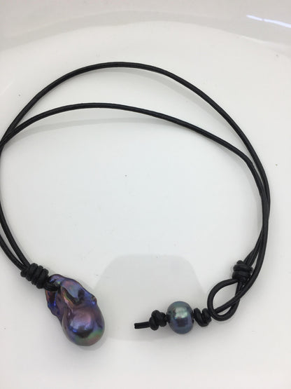 AAA quality Black Blue Baroque Pearl pendant,Le1-078