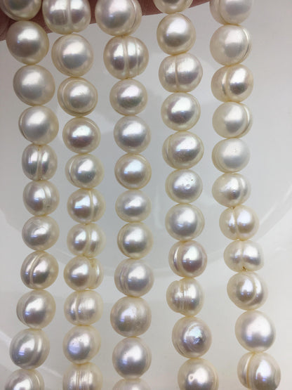 AA 9.4-10.4mm White Potato pearls,freshwater potato shape pearl string,CR10-2A-5