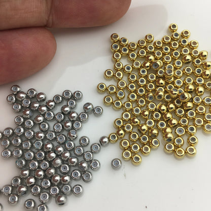 30pcs 3mm Yellow/Silver Gold Plated Rubber Beads,high quality 18k solid gold plated,AAL-003-18