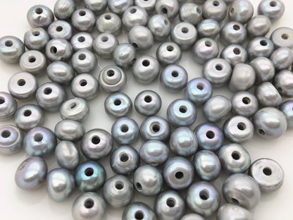 30pcs AA+ 10-11mm gray button Round freshwater pearls,2.2mm large hole, Rondelle pearl Beads,loose freshwater pearl,SM10-2A-22
